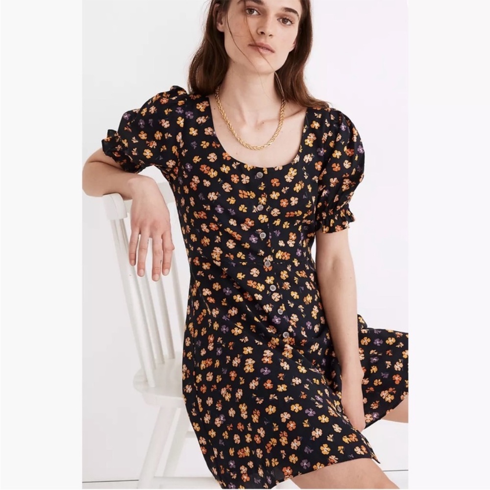 BOGO! Madewell Smock Sleeve Floral Button Front Dress Navy Size 10